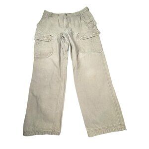 Duluth Trading Co Canvas Cargo Work Pants Mens 38x34 Tan Utility